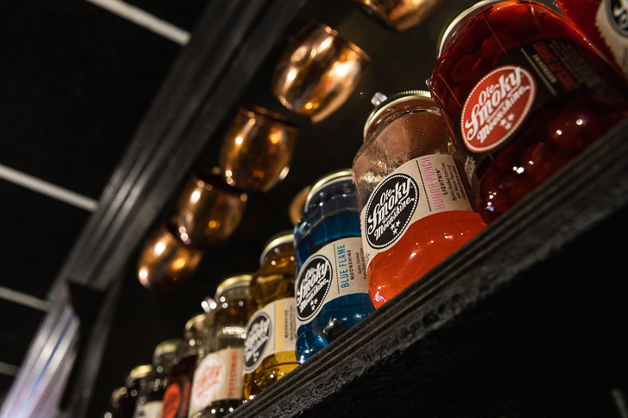 The bar offers more than 50 different types of moonshine