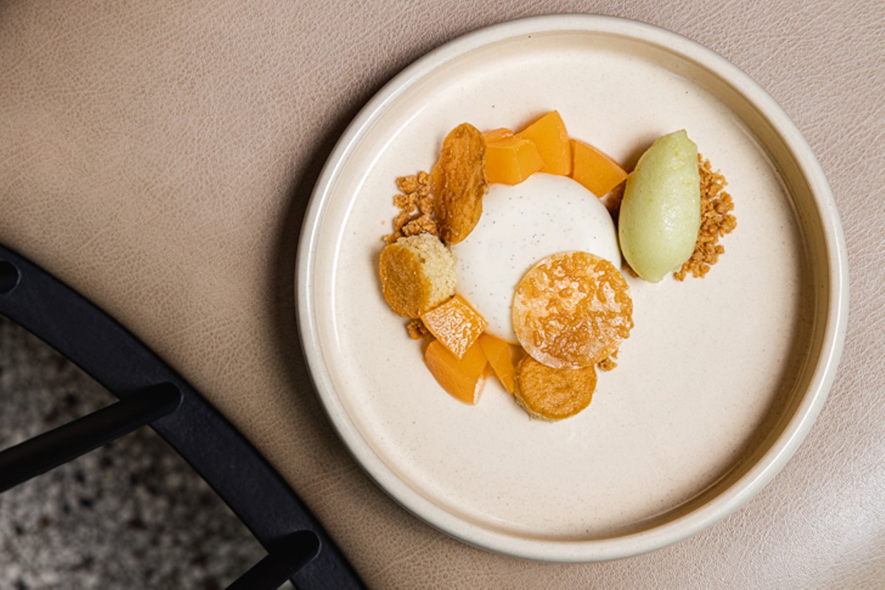Quince tart ($13) with green apple sorbet, quark custard, oat cake and crumble, crispy wafers