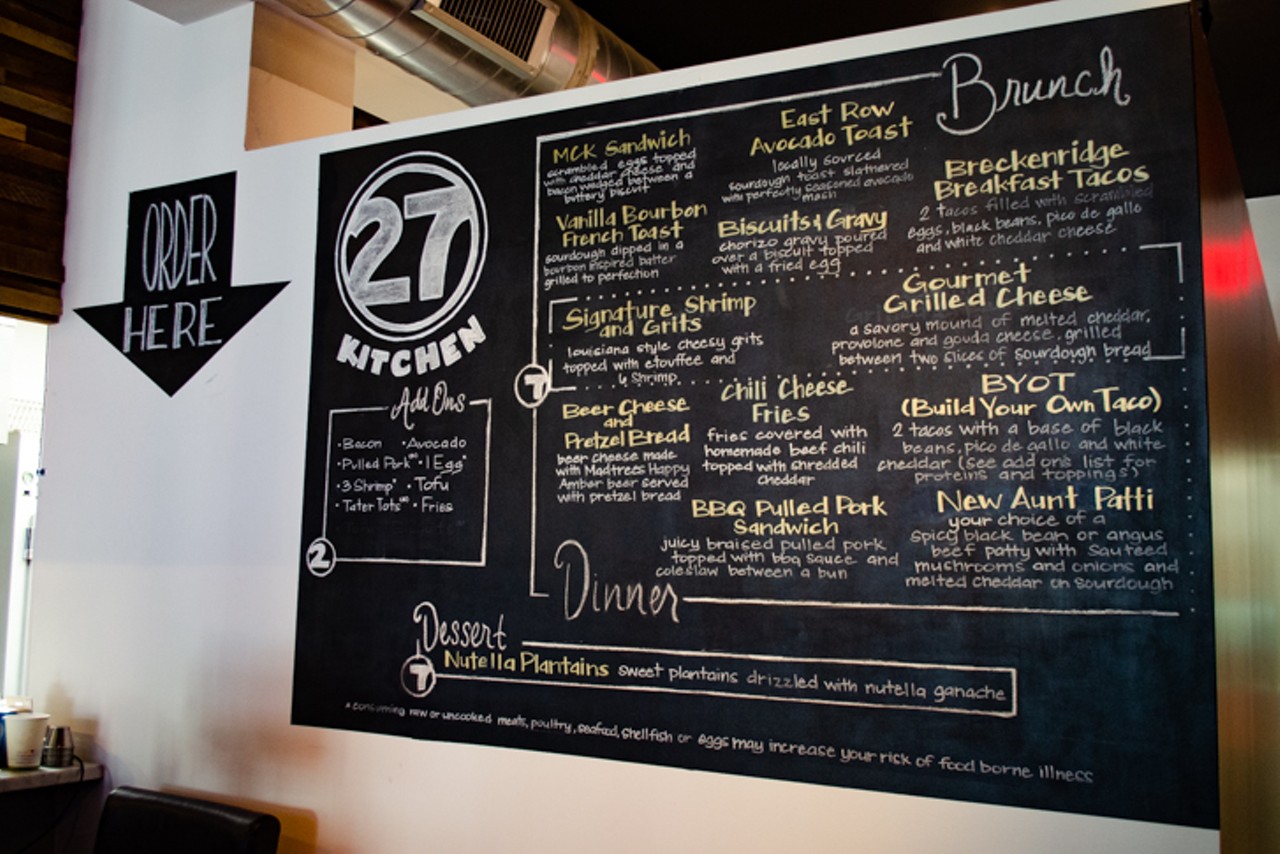 27 Kitchen + Bar's menu board