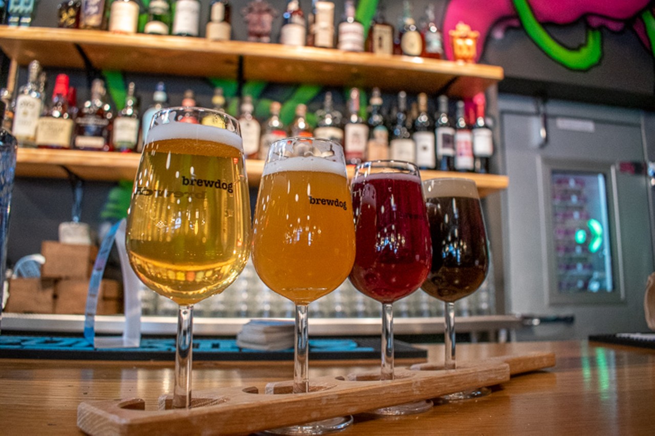BrewDog has flights available to try all of the 24 beers on tap. Each flight is individually priced based on the chosen beers and they come with four six-ounce glasses.