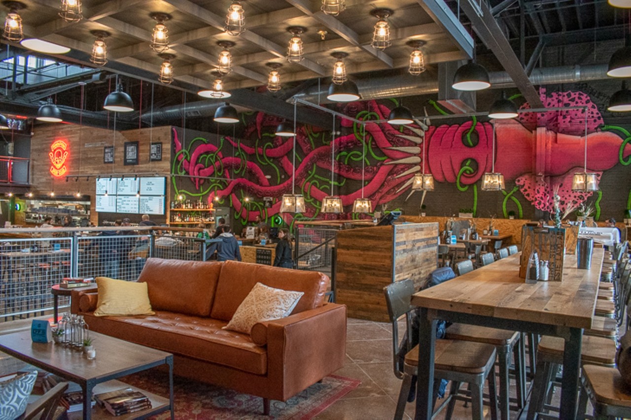 BrewDog features a huge two-story tap room with plenty of seating to enjoy food and drinks.