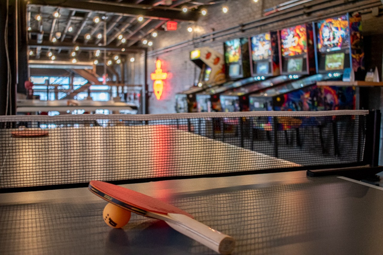 The second floor features games, table tennis and pinball.