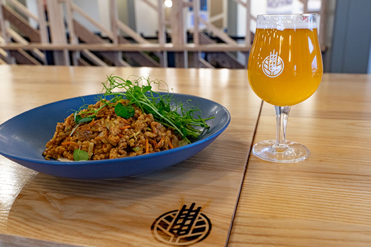 Vegan farro stir-fry and a beer . &#147;Having a chef in house and the way that we&#146;re building our food menu, I want to create a beer menu that respects that. Not just pairs, but respects that in the sustainability aspect,&#148; Utter says.