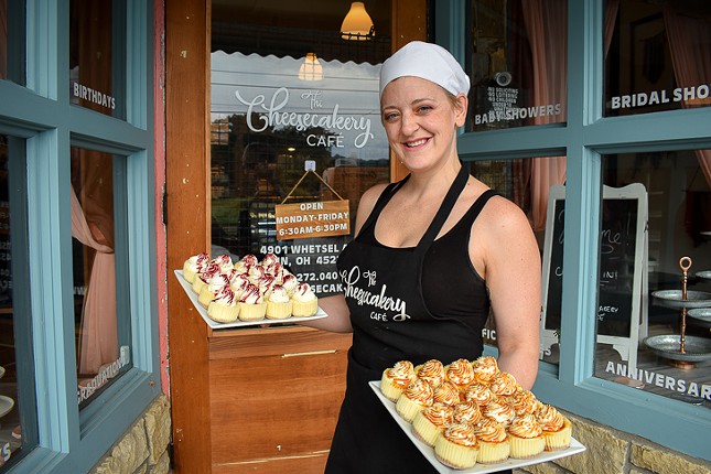 Owner Liz Field outside of The Cheesecakery
