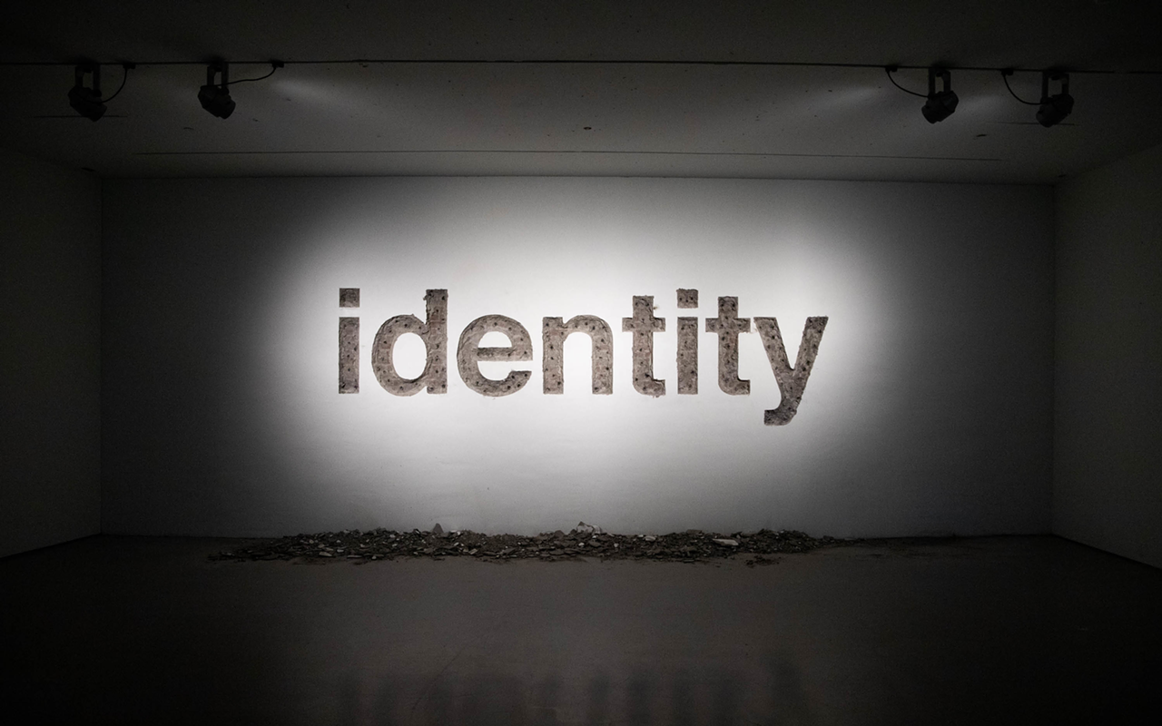 "Identity" by Vhils, as part of his "Haze" exhibition.