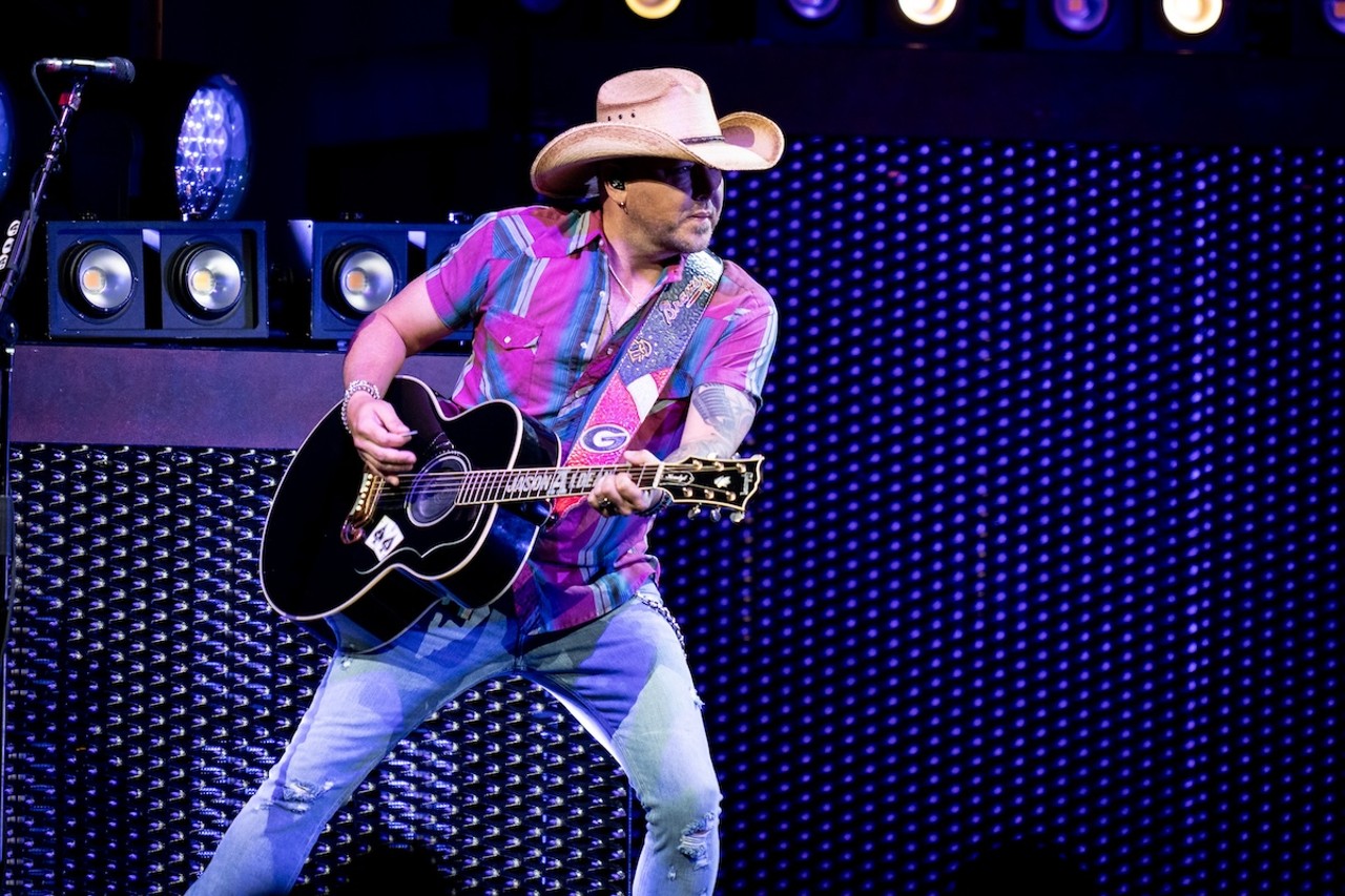 Jason Aldean performing at Nationwide Arena on Oct. 19, 2023
