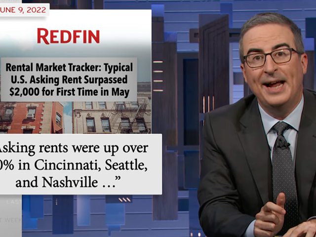 John Oliver explains the rent squeeze in Cincinnati and elsewhere on the June 19, 2022 episode of Last Week Tonight.