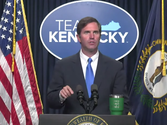 Kentucky Gov. Andy Beshear leads a media briefing on Aug. 10, 2021.