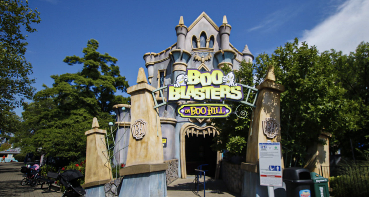 25. Boo Blasters on Boo Hill 
Boo Blasters on Boo Hill is Kings Island’s only dark ride and is the fourth re-skin of the Enchanted Voyage attraction. It features broken elements, nonworking guns and obvious leftovers from its days as a Scooby Doo ride. It clearly only exists because Boo Blasters and Flight of Fear are the only rides that operate during inclement weather.