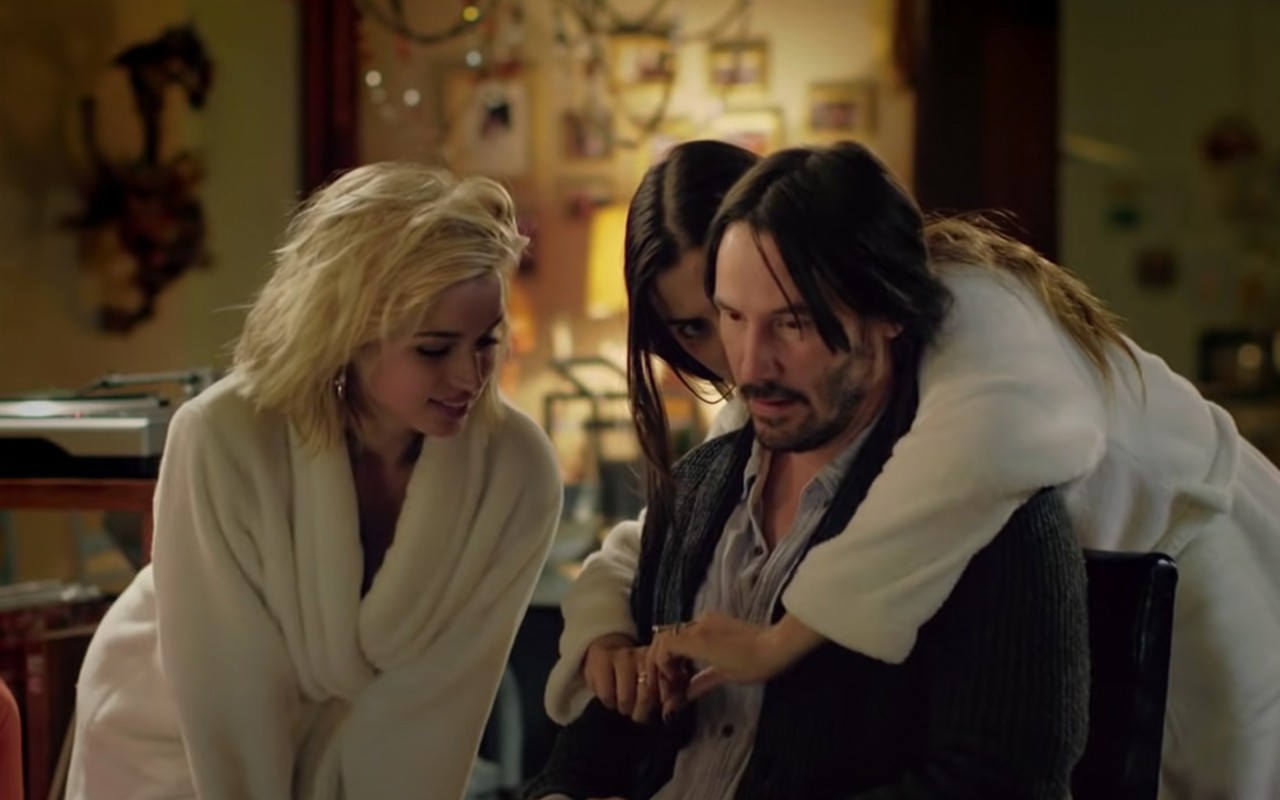 L to R: Ana de Armas, Keanu Reeves and Lorenza Izzo in Knock Knock
