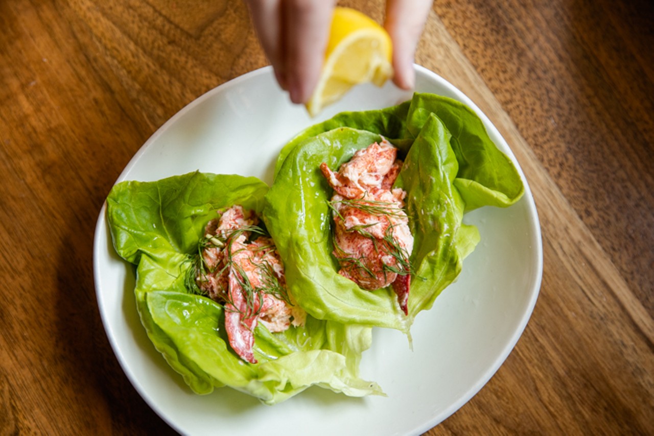 Lobster rolls with Maine lobster, dill, Old Bay aioli and bibb lettuce