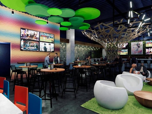 A rendering of The Park restaurant and bar opening on Freedom Way this summer.