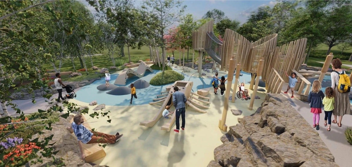 A rendering of the new Sharon Centre Outdoor Playground at Sharon Woods