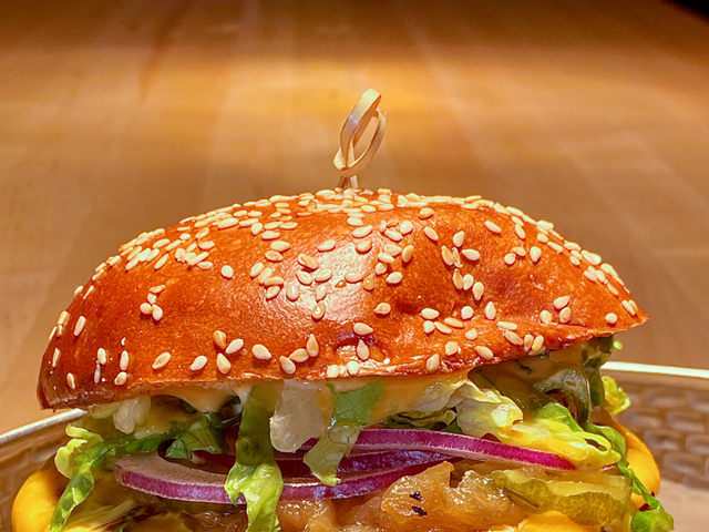 A burger available on the lunch menu