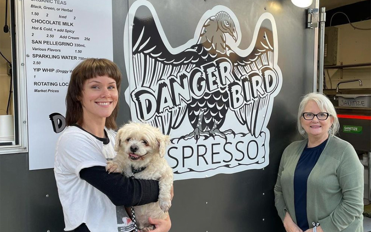 (L to R): Samantha Burroughs and Kathy Long at the Dangerbird Espresso trailer