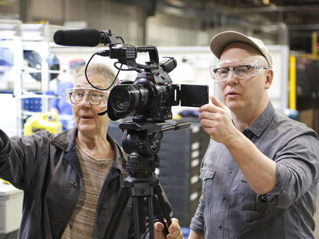 Julia Reichert (left) and Steve Bognar during the filming of "American Factory"
