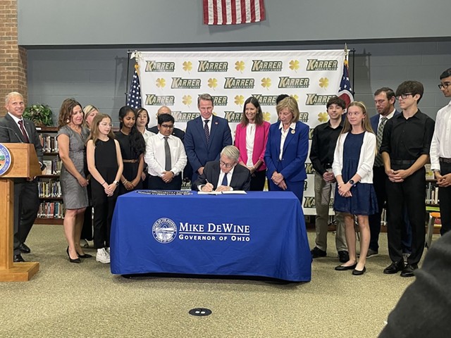 Gov. Mike DeWine signing legislation to limit cellphones in schools.