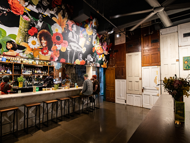 The artwork above the bar is reminiscent of the album cover of "Sgt. Pepper’s Lonely Hearts Club Band," a soulful collage of pop culture icons and gigantic flowers — engrossing to observe and almost as stimulating as your cocktail.