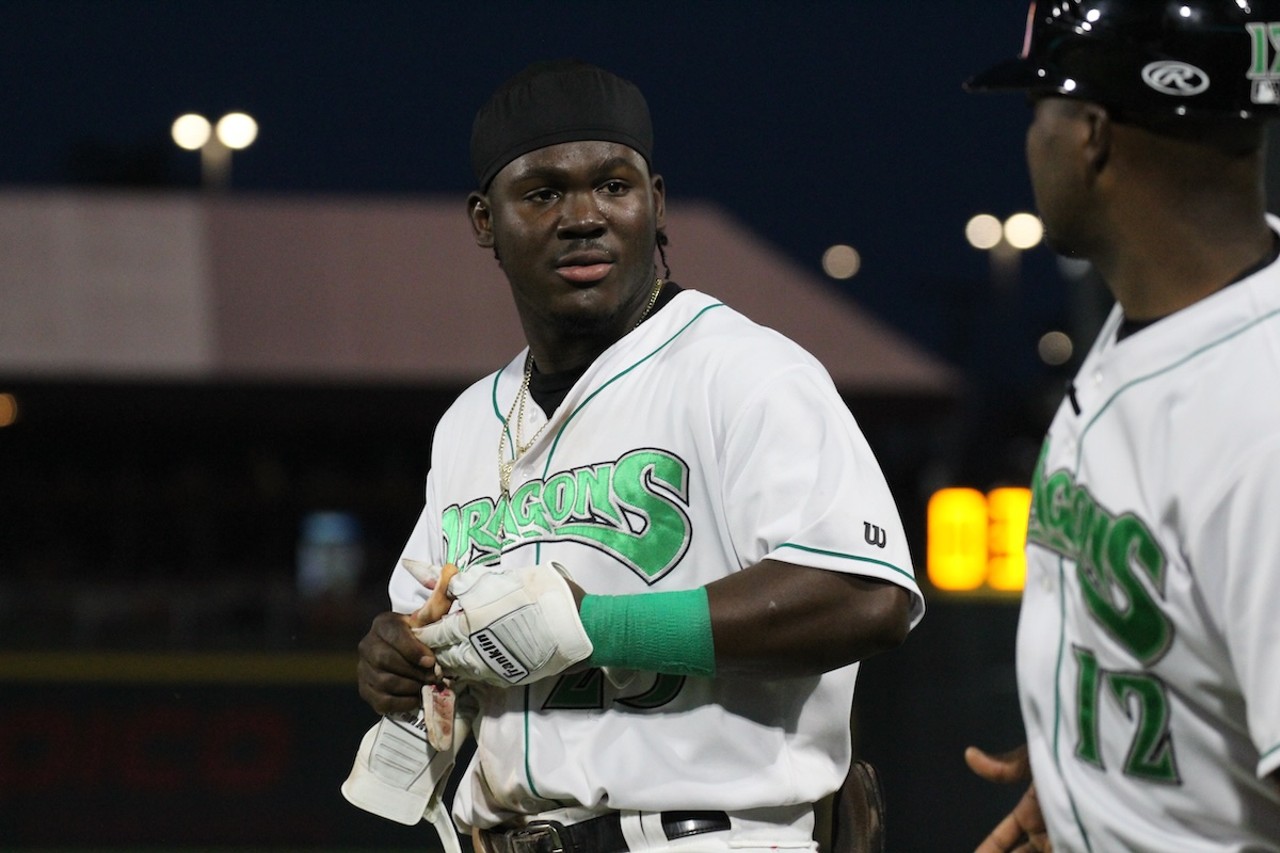 Hector Rodriguez talks to first base coach | Dayton Dragons vs. Cedar Rapids Kernels | Aug. 24, 2024