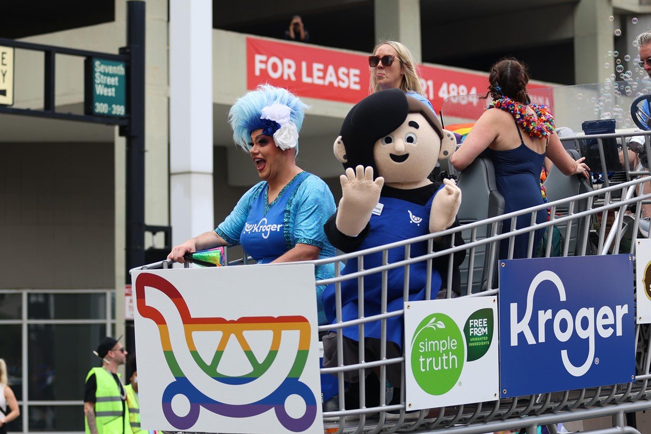 The Kroger float at Cincinnati Pride Parade on Saturday, June 22, 2024.