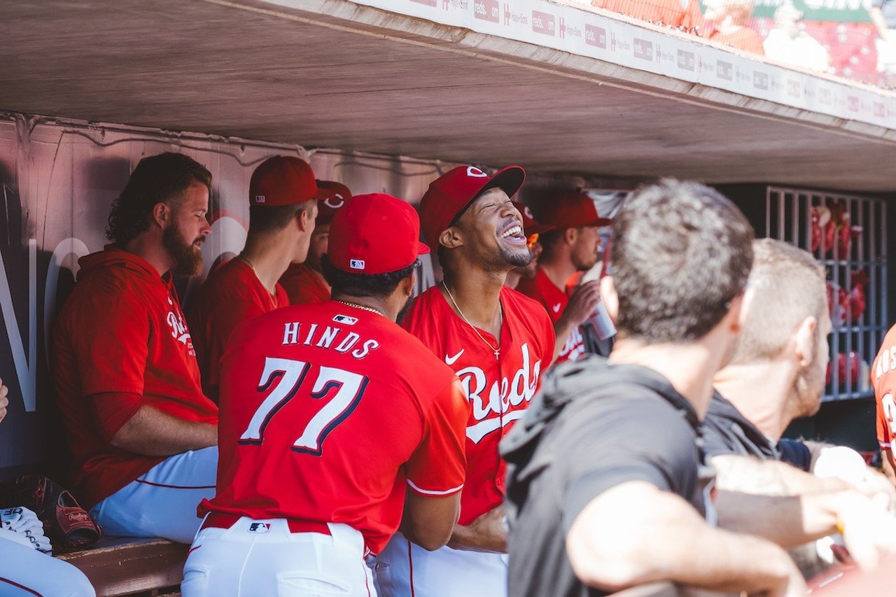 Will Benson enjoying some laughs in the dugout | Cincinnati Reds vs. Atlanta Braves | Sept. 19, 2024