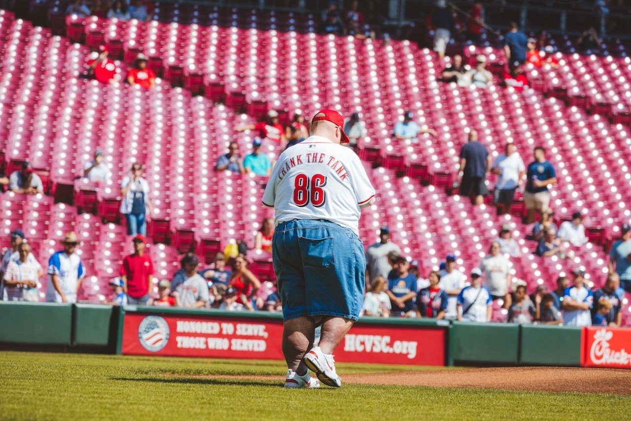 Frank the Tank throws the first pitch | Cincinnati Reds vs. Atlanta Braves | Sept. 19, 2024