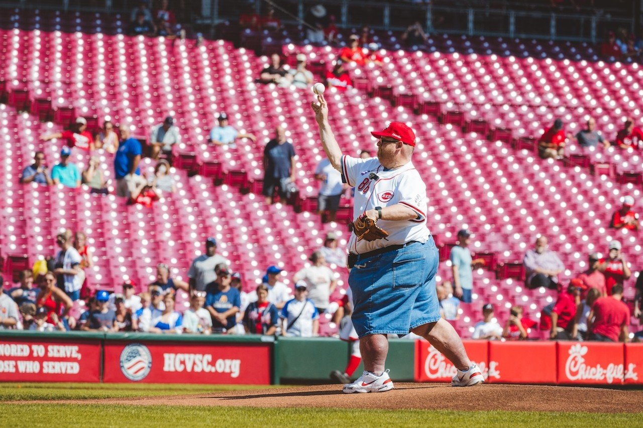 Frank the Tank throws the first pitch | Cincinnati Reds vs. Atlanta Braves | Sept. 19, 2024