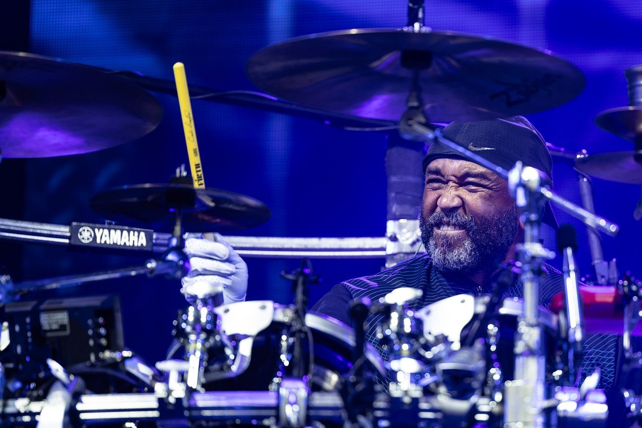 Lead drummer for the Dave Matthews Band, Carter Beauford, plays at Ruoff Music Center on Friday, June 28, 2024.
