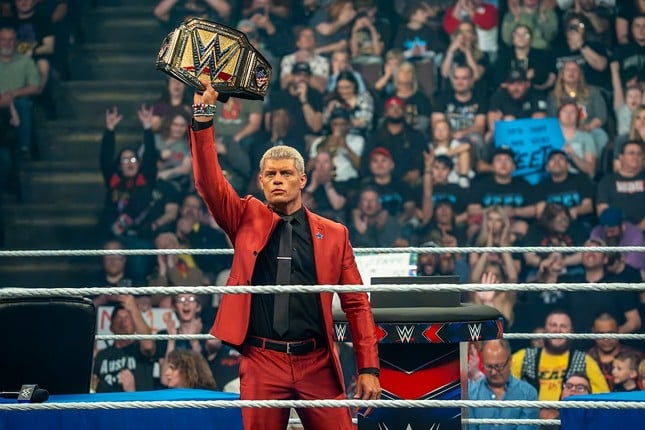 Cody Rhodes holds the Undisputed WWE Champion title | WWE Smackdown at Heritage Bank Center on April 26, 2024