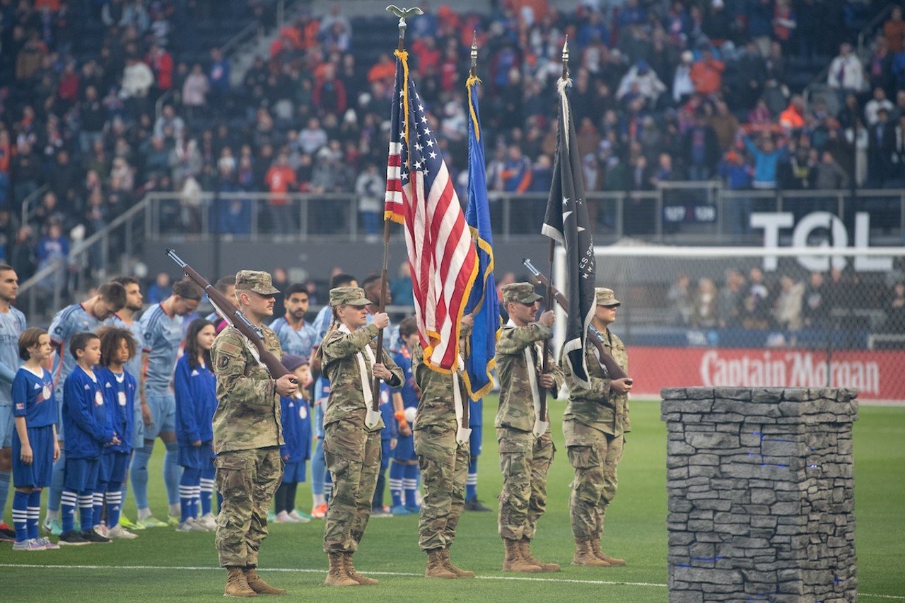 The National Guard representatives presenting our colors for the National Anthem | FC Cincinnati vs New York City FC | March 23, 2024