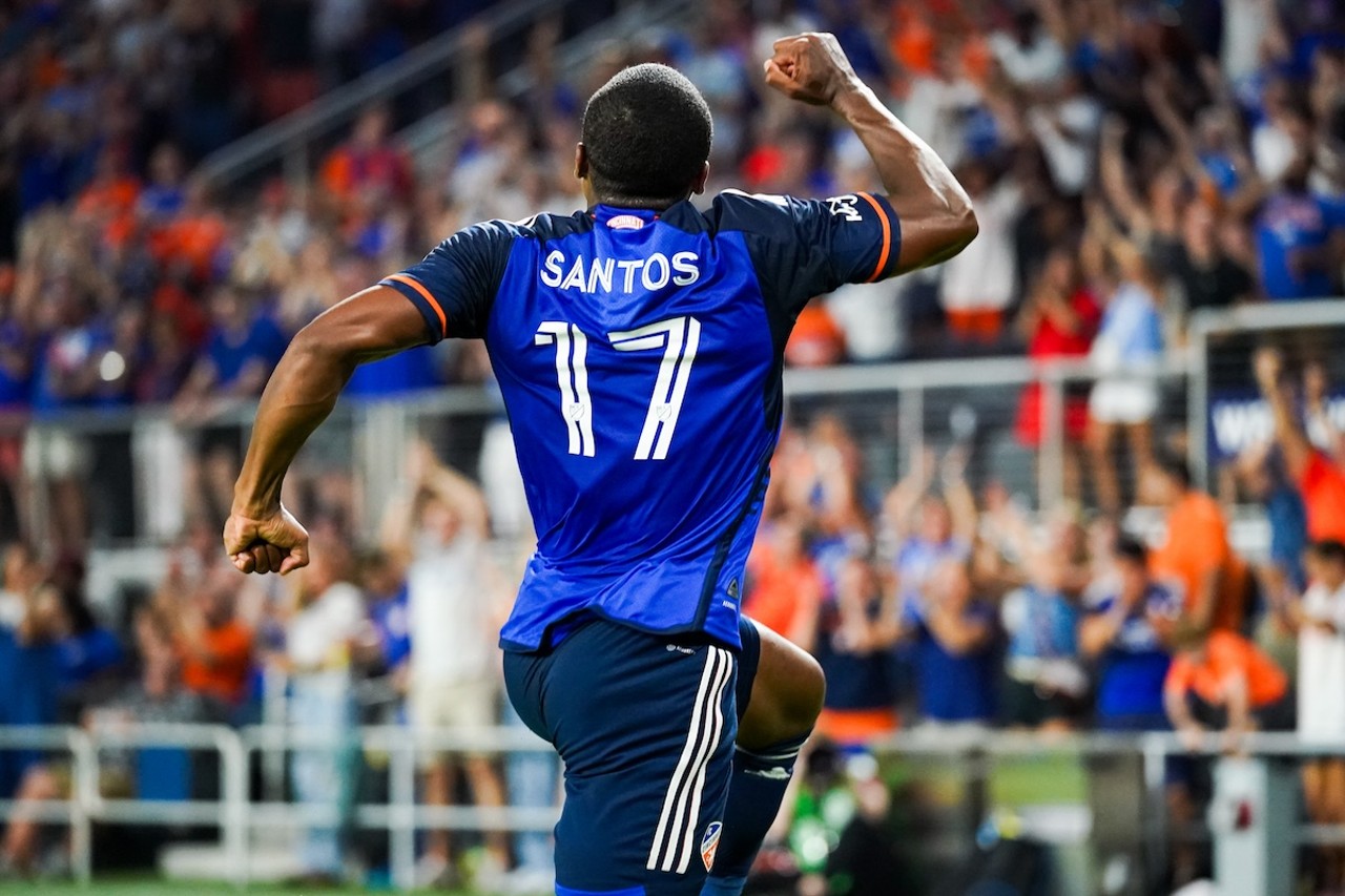 Sergio Santos with his signature celebration following scoring a goal for FCC | FC Cincinnati vs. CF Montreal | Aug. 31, 2024