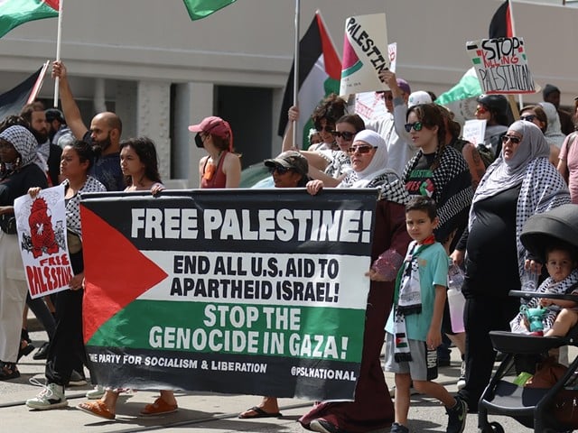 A pro-Palestinian protest at Fountain Square on May 27, 2024