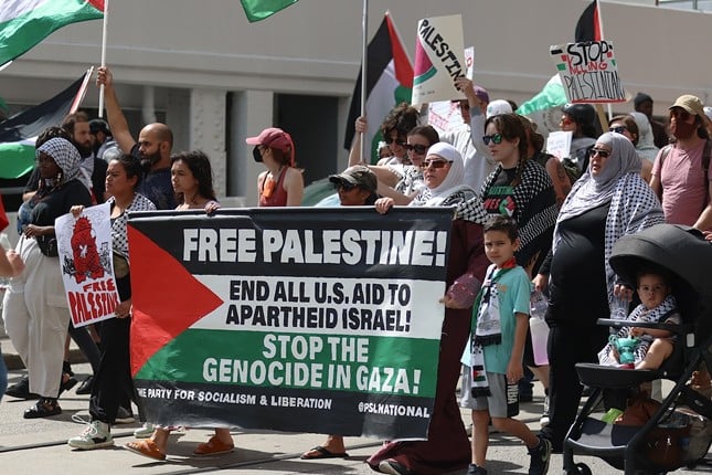 A pro-Palestinian protest at Fountain Square on May 27, 2024