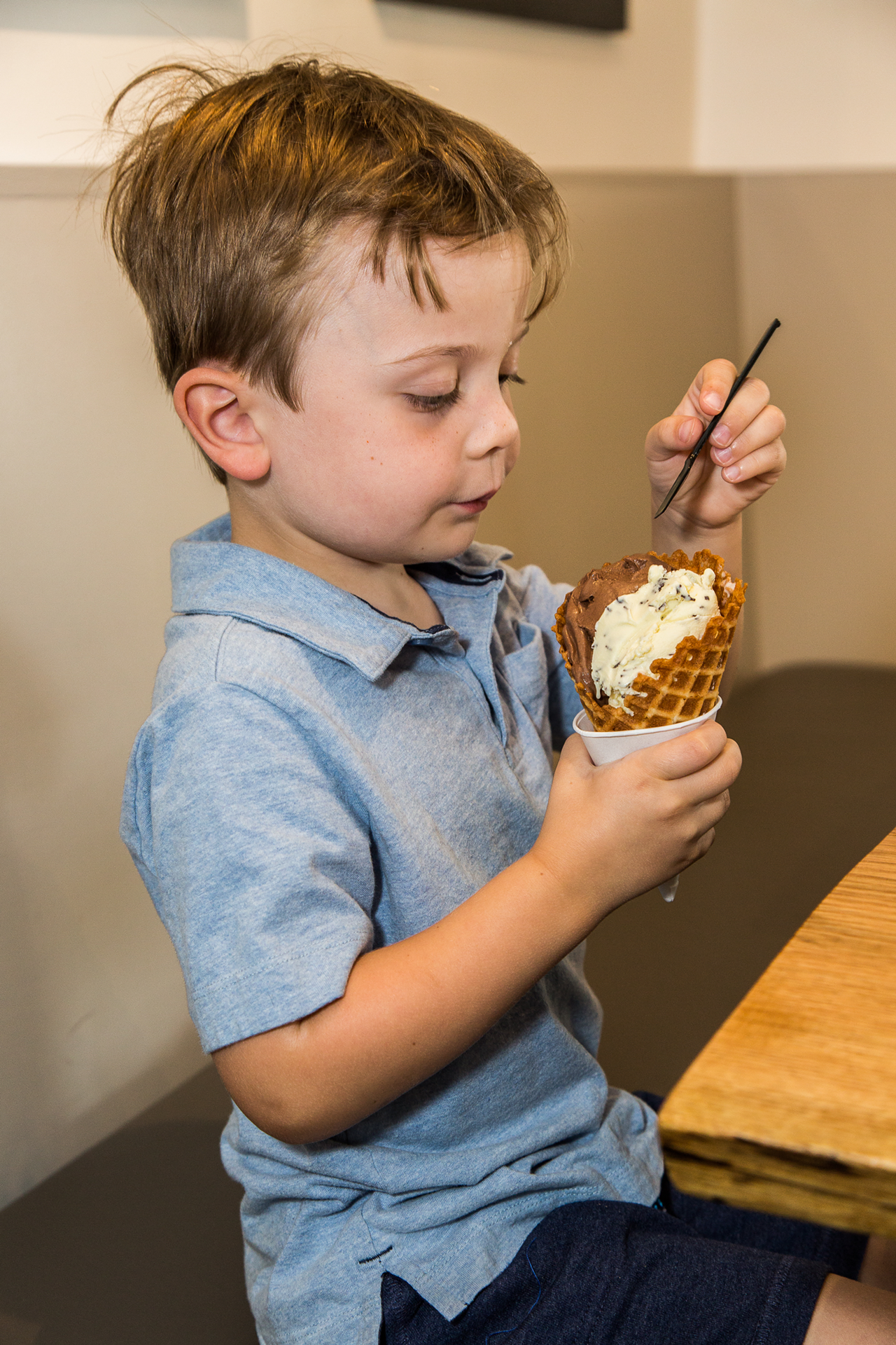 Waffle cones are made from scratch in-house