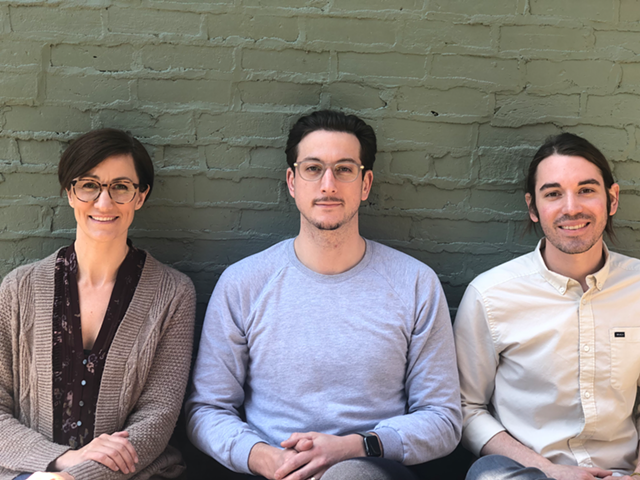 The Pleasantry team behind the yet-to-be-named restaurant (L to R): Joanna Kirkendall, Daniel Souder and Evan Hartman