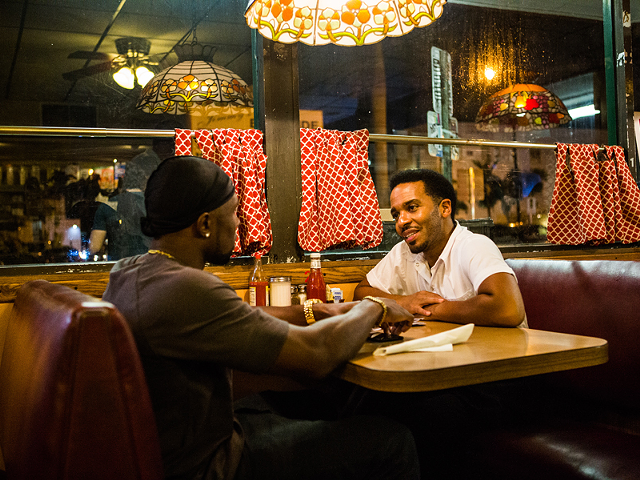 Trevante Rhodes (left) and André Holland in "Moonlight," this critic’s favorite film of the year.