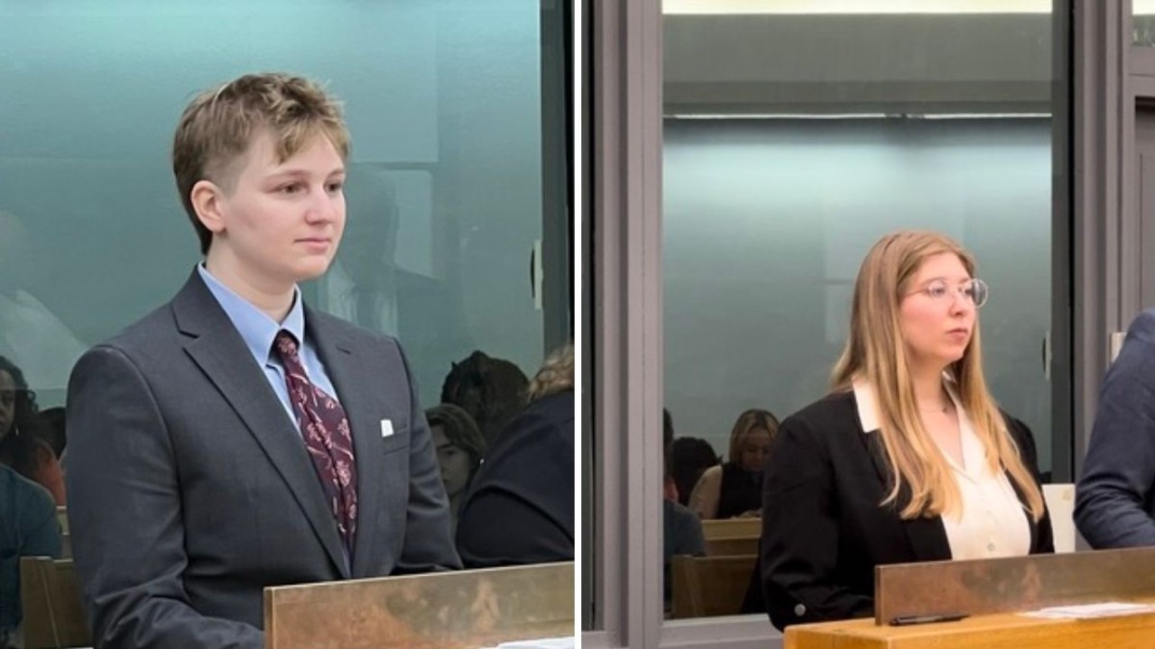Sophia “Soup” Dempsey, a XU student, (left) and XU alum Julia Lankischone (right) were arraigned at the Hamilton County Justice Center on May 13.
