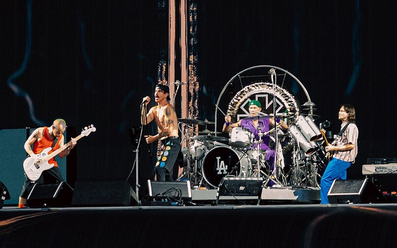 Red Hot Chili Peppers perform live in London in 2022.