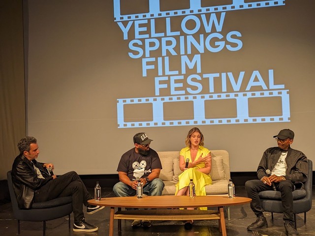 Yellow Springs Film Festival founder Eric Mahoney with Raekwon, Celia Aniskovich and Richie Weeks.