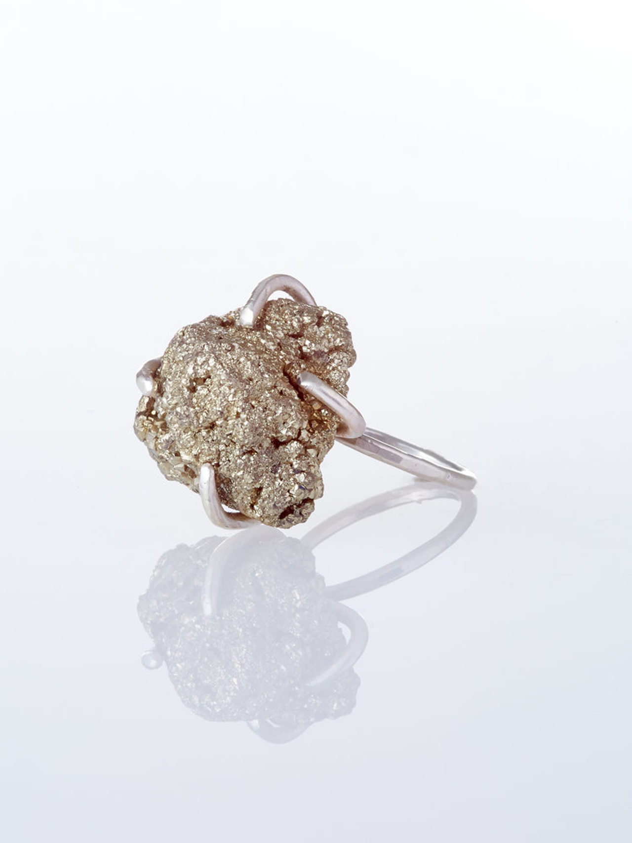 Rough pyrite cocktail ring