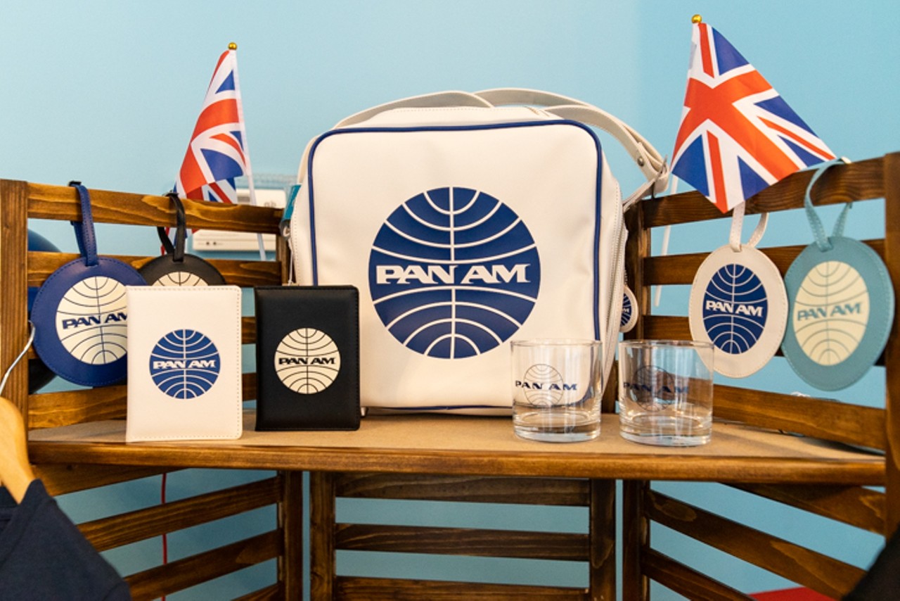 Pan Am-branded merchandise for sale at pop-up