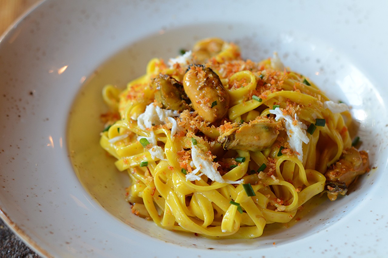 National Exemplar
Seafood linguine: fresh saffron-scented linguine, mussels, shrimp, crab, butter, white wine, parsley and paprika bread crumbs
Photo: Provided by National Exemplar