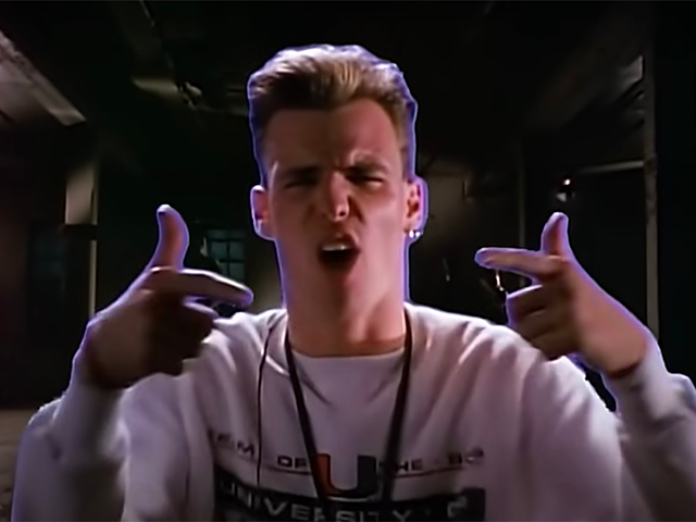 A glowing Vanilla Ice in the "Ice Ice Baby" music video