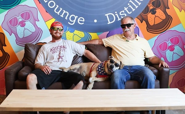 Owner of Alley Baby Alex Frohlich, his dog and his father all sit down together