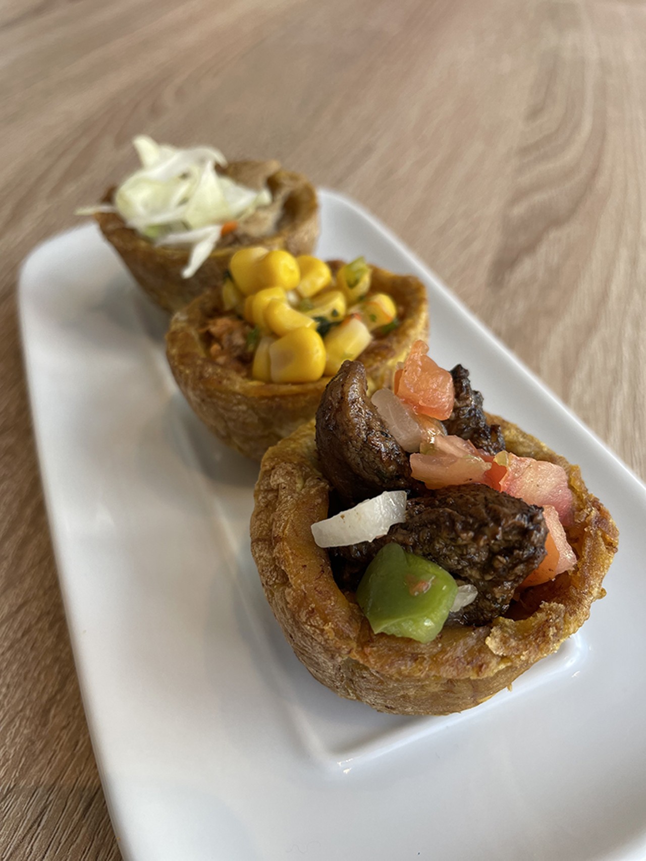 MashRoots
5903 Hamilton Ave., College Hill
Caribbean Plantain Cups: Indulge in Caribbean flavors with our Plantain Taco Cups (chicken, pork, and steak), your choice of veggies, and sauce!