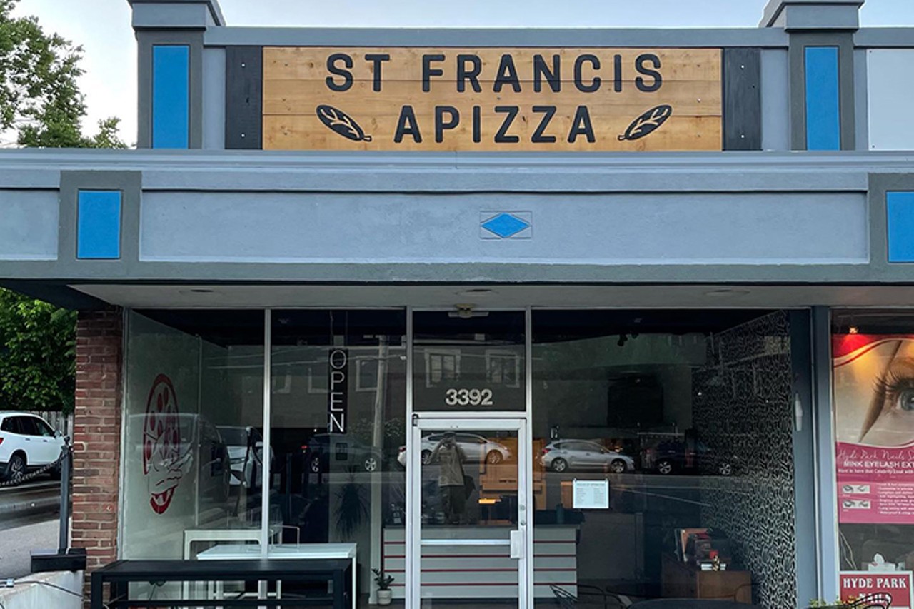 Saint Francis Apizza
3392 Erie Ave., Hyde Park
Saint Francis Apizza opened in Hyde Park in February. Formerly known as Parlor Pizza Project, the team had to rebrand after just over a month in the new shop due to a trademark issue. Owner Alex Plattner, a Cincinnati native, has made pizza for many years, from when he lived in Minneapolis to after he moved back to Cincinnati in June 2020. Parlor Pizza Project did a series of Sunday night dinner pop-ups at Oakley Wines from August 2020 to January 2021 as well before opening the brick-and-mortar shop in Hyde Park. The popular new pizzeria offers a variety of house pies, like the pepperoni and olive and the Fancy White Pie, as well as a $23 weekly special on Wednesdays and Thursdays. Customers can also build their own.  
Photo: Facebook.com/stfrancispizza