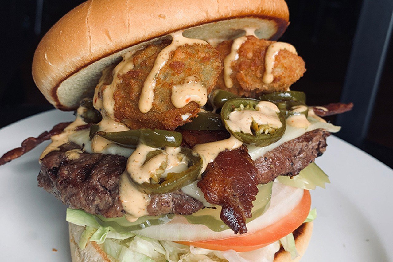 Blondies Sports Bar & Grill
7886 Cincinnati Dayton Road, West Chester
The Blondie Burger: A half-pound Angus beef burger with pepper jack cheese, jalape&ntilde;o poppers, chipotle ranch, bacon and jalape&ntilde;os.
Photo provided by Blondies Sports Bar & Grill