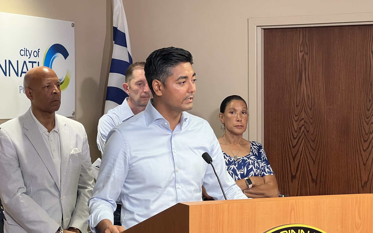 Cincinnati Mayor Aftab Pureval briefs reporters on Aug. 7, 2022, following an Over-the-Rhine shooting in which nine people were injured.