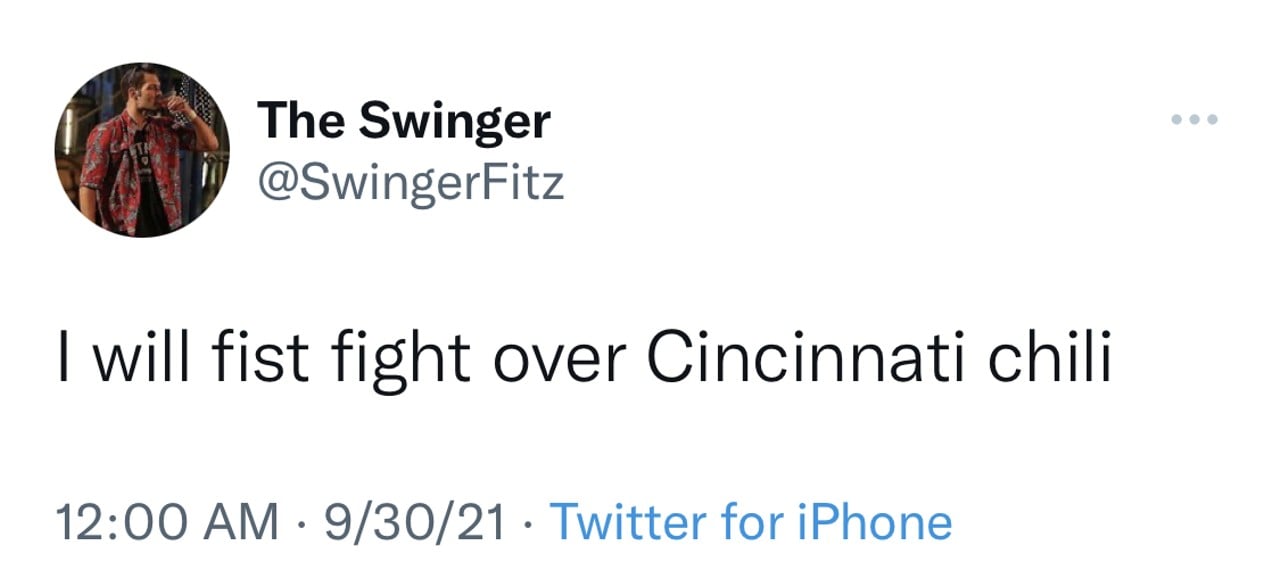 The only proper reaction to a Cincinnati chili hater.