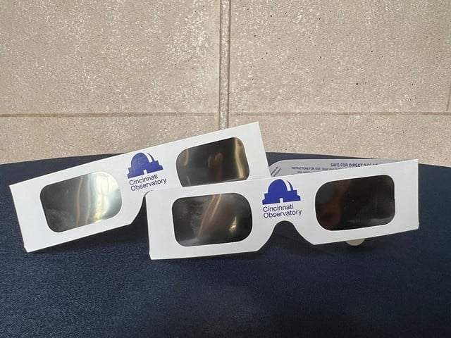Solar eclipse-viewing glasses from the Cincinnati Observatory